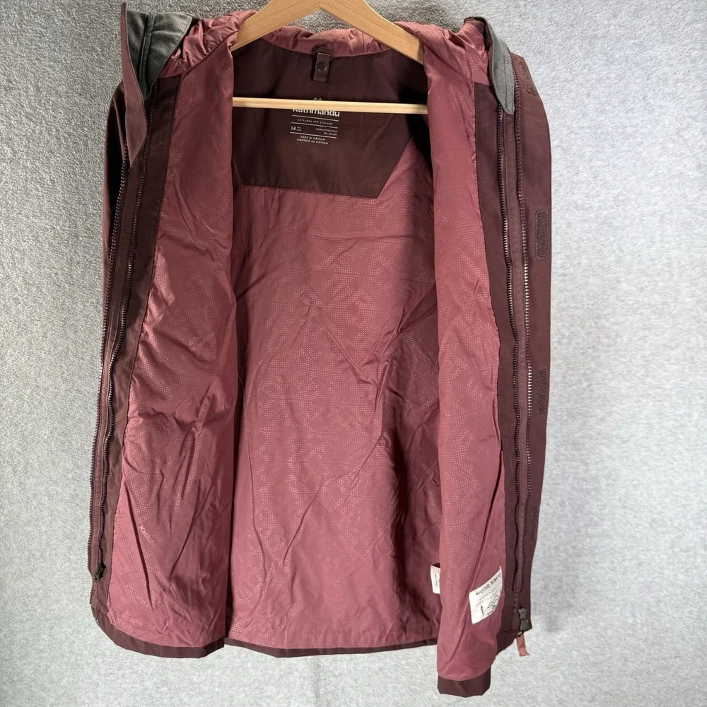 Kathmandu ngx2 Rain Jacket Youth 14 Burgundy Hooded Hiking Waterproof Coat